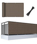 Brown Balcony Privacy Screen Fence Cover 3x10 Ft HDPE Mesh With Grommets UV Protection Weather Resistant Wind Screen