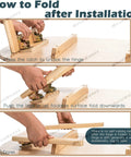 How to fold Heavy Duty Fold Down Hinges Built Tough Self Locking Leg Brackets for Tables, showing latch unlocking step.