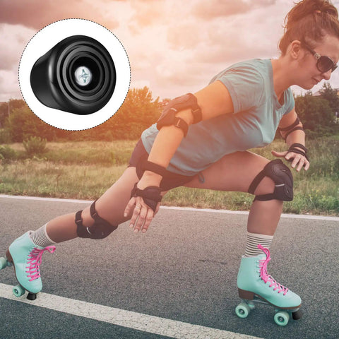 5 Piece Roller Skate Toe Stop Set With 1 Pair Of Toe Stops For Quad Skates Rubber Brake includes close-up of black toe stop