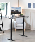 VIVO Electric Standing Desk Frame Single Motor Height Adjustable Workstation Base with memory settings in home office setup.