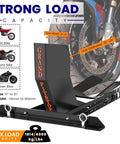 Strong Load Capacity specification for Universal Motorcycle Wheel Chock For Stand And Trailer, Fully Adjustable, Detachable And Foldable, Fits 16 To 21 Inch Wheels, Built Tough Heavy Duty Black Chock For Sport Bikes Cruisers Harley Davidson Touring And Scooters