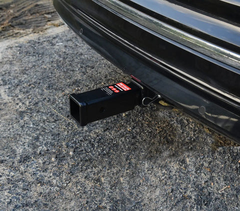 7 Inch Trailer Hitch Extender For 2 Inch Receivers Adds Extra Space Between Bumper And Bike Rack Or Cargo Carrier, 3,500 Lbs GTW Capacity, Includes Pin And Clip For Quick Setup attached to car bumper