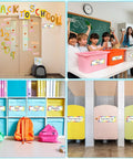 36 Pack Desk Name Plates For Students Classroom Name Tags Vinyl Desk Labels For Kindergarten And Elementary Back To School Decor Easy Peel And Stick Durable Classroom Supplies For Teachers displayed in various classroom settings.