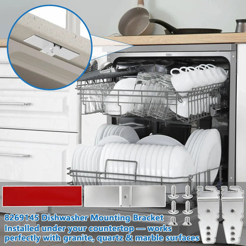 Granite Countertop Dishwasher Mounting Kit Two Sets With Granite Grabbers And Screws For Under Counter Install visible in dishwasher setup