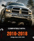 Dodge Ram with Heavy Duty Winch Mounting Plate Bolt-On Front Bumper Tray No-Drill Bracket, for 2010-2018 2500 3500 models.