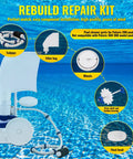 Beefed Up Pool Cleaner Rebuild Kit For Polaris 280 TR28P Zodiac with visible kit components underwater display