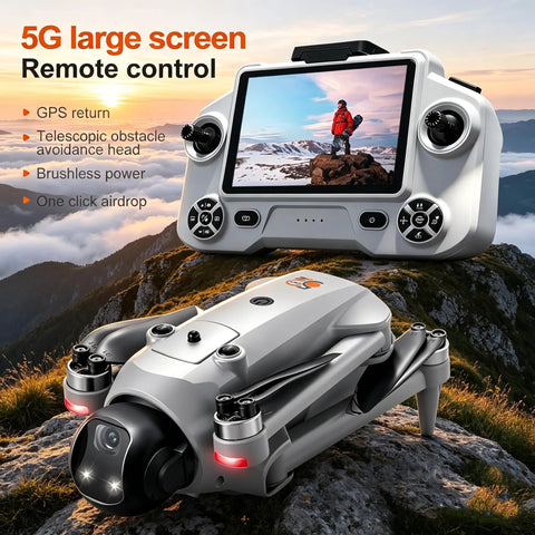 GPS Drone With 4K Camera And EIS Stabilization, 5G RC Control, 4.3 Inch HD Screen in use outdoors on rocky terrain