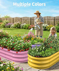 Raised Garden Bed 4x2 Ft Oval Open Bottom Galvanized Steel, 12 Inch Deep For Outdoor Veggies and Herbs, in garden