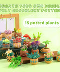 Colorful felt succulents from Beginner Needle Felting Kit With Succulent Designs, 15 Piece Set Including Wool Roving, Foam Mat.