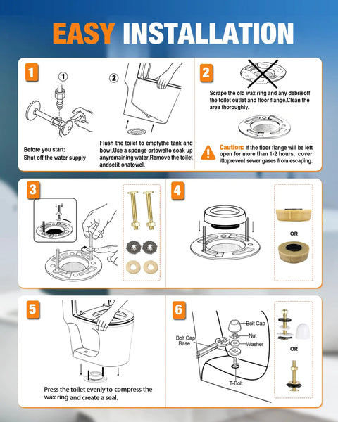 Easy installation guide for Top Shelf Toilet Flange Repair Kit With Extra Thick One Point Five Seven Inch Wax Ring.