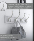 Wall Mounted Coat Rack With Six Decorative Hooks 27 Inch Length Soft Iron Cocoa Finish for Hallways with bag hanging