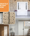 Top Shelf Floral Door Hinges 4 5/8 Inch Laser Etched Decorative Hardware For Interior Residential Doors displayed on various doors.