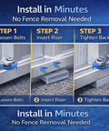 Installation steps for 32 Piece Pontoon Fence Riser Kit For Pontoon Boat Rail Spacers Three Eighths Inch Nylon Gray Improve Water Flow Under Deck Prevent Pooling And Extend Boat Life