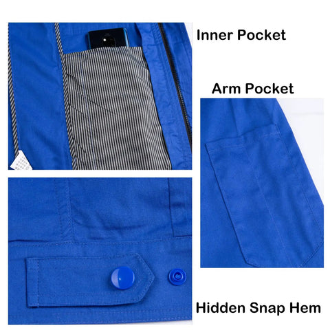 Badass Men's Premium Pure Cotton Long Sleeve Utility Work Shirt With Heavy Duty Pockets detail showing inner and arm pockets.