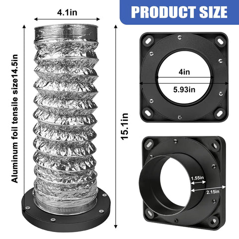 Magnetic Dryer Vent Coupler With Built In 4 Inch Sealed Hose Delivers Easy No Sweat Self Connect And Quick Disconnect In Tight Duct Spaces, Reduces Lint Buildup And Fire Risk, Strong Magnets For Secure Alignment And Durable Black, 4 in size