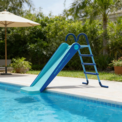 Foldable Pool Water Slide For Backyards And Indoors, Portable Summer Fun With Durable Plastic Build, Easy Setup Universal Ladder, Safe