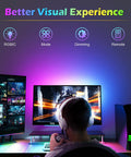 Gaming setup with 2-In-1 Under Monitor Light Bar For Gaming Setup With RGB Desk LED Remote Control USB Powered 5V Color Changing Lamp