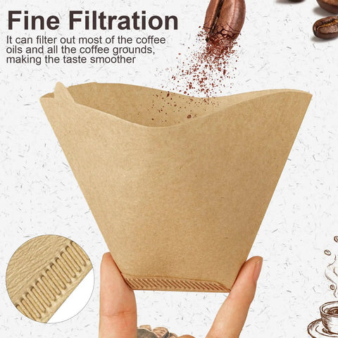 Real Deal Unbleached Number Four Cone Coffee Filters Pack Of One Hundred For Eight To Twelve Cup Drip Makers and Ninja Machines Delivers That Smooth Sippin Every Single Day You Hit The Coffee Maker, brown cone filter displaying fine filtration features.