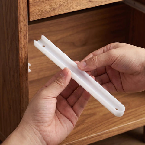 Slick Silent Cabinet Drawer Slides Kit With Mounting Screws, Heavy Duty Dresser Glides Replacement held by hands.