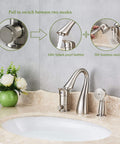 Brass Bathtub Faucet Set With Waterfall Style Shower Three Hole Deck Mount Br brushed Nickel Finish with handheld shower on sink