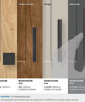 Oil Rubbed Bronze Cabinet Pull Monument Collection 5-1/16 Inch Center-To-Center, finish comparison on various wood colors