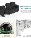 Electric Recliner Sofa Couch With Power Recline, 3 Seater Loveseat In Plush Chenille, Adjustable Backrest Home Theater Setup