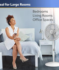 Oscillating Pedestal Fan With Adjustable Height From 38 To 54.5 Inches Tilt Adjustable 3 Speed Options Portable 18 Inch White Standing Fan