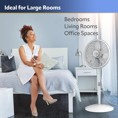 Oscillating Pedestal Fan With Adjustable Height From 38 To 54.5 Inches Tilt Adjustable 3 Speed Options Portable 18 Inch White Standing Fan