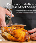 All Stainless Steel Kitchen Scissors Heavy Duty Shears For Food Prep Cut Chicken Seafood Veggies Fruit And Tough Meat With Ergonomic Grip Handles And Lifetime Replacement Warranty cutting roasted chicken