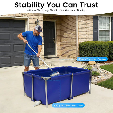 Foldable Canvas Fish Pond With Rustproof Stainless Steel Frame For Koi Prawns Fish And Lobster No Fuss Setup Portable Outdoor Aquarium