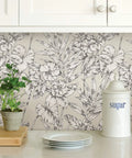 Grey Cayman Peel And Stick Wallpaper With Tropical Botanical Design Neutral Removable Self Adhesive Wall Covering For Renters Easy Install And Repositioning No Residue Dope Look For Accent Walls in kitchen scene.