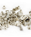 Heavy Duty Nickel Plated Chicago Screws 100 Sets M5 X 6mm Binding Screw Posts for Leathercraft, showing metal screw posts with flat heads.