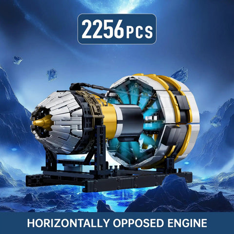 Horizontally opposed aircraft engine model kit with motor Dope, 2256 pieces for STEM building, realistic design displayed