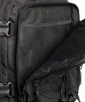 Heavy Duty Tactical Backpack For Men Waterproof Military Style Daypack With MOLLE System For Hiking Camping Travel Bug Out Bag 3 Day Pack Black Durable Gear Carrier showing open compartment and mesh pocket