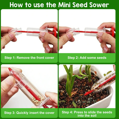 Step-by-step use of 7 Piece Seed Spreader Set With Twelve Hole Dibber Upgraded 2025 Mini Seed Dispenser for garden sowing
