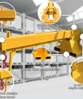 Professional Forklift Jib Boom Crane With 0 To 75 Degree Tilt And 2 Ton 4400 Lb Capacity showing telescopic boom and double hook design.