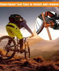 Pro Grade Bike Bottom Bracket Install And Removal Tool Kit with a cyclist on a mountain trail and tool details in the inset