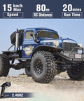 1/10 Atlas RC Crawler 4WD with LED Lighting, realistic detail, 2.4GHz rock truck for off-road adventures in blue