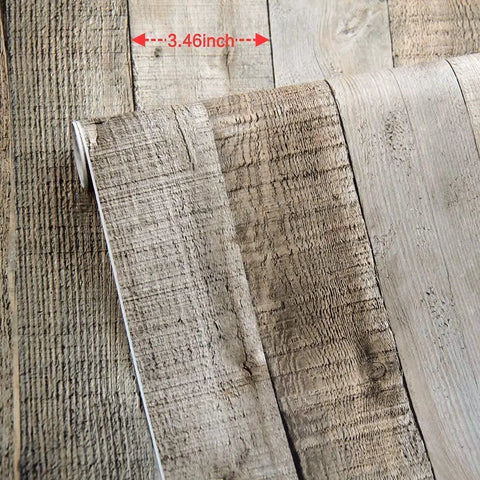 Light Gray Wood Peel And Stick Wallpaper 17.7 Inch By 393.7 Inch 48.4 Sq Ft Roll Self Adhesive Distressed Wood Plank Texture
