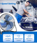 20 Inch High Velocity Industrial Floor Fan With 3 Speed Settings, Heavy Duty Metal Cradle, for Garage Use, Black and Blue