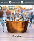 Insulated Rose Copper Double Wall Ice Bucket For Parties And Entertaining, Leak Proof Champagne And Wine Cooler With Sturdy Handles
