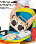 DIY Bluetooth Speaker Wooden Kit for Beginners Build Your Own Portable Speaker Science Electronics Project for Kids and Adults No Soldering Easy Setup Hands On Video Guides Perfect Camping Gift and Graduation Gift portable wooden speaker in colorful backpack