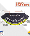 Senior Inclinometer and Tilt Gauge for RVs, Trailers, Campers, 5th Wheels with High-Bond Adhesive Backing, Brass Ball Readout