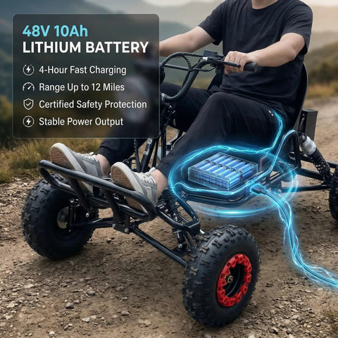 Electric Go Kart For Adults And Kids That Rips With A 48V 2000W Brushless Motor, hydraulic rear disc brake, 6 inch all terrain tires