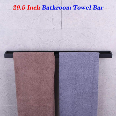Matte Black 30 Inch Bathroom Towel Bar Made From SUS 304 Stainless Steel Wall Mount Modern Style Heavy Duty Rustproof And Durable