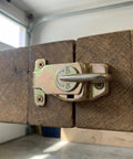 Heavy Duty Table Leaf Connector With Swivel Latch Hardware For Dining And Extension Tables Built From Tough Steel locking two wooden surfaces.