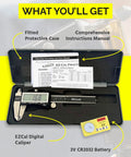 Big Read Digital Caliper 0 To 6 Inches With Inch Metric Fractions Display Stainless Steel Body IP54 in fitted case with manual