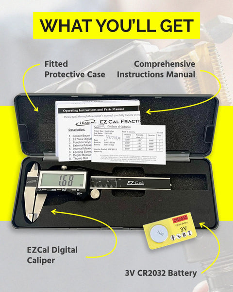 Big Read Digital Caliper 0 To 6 Inches With Inch Metric Fractions Display Stainless Steel Body IP54 in fitted case with manual