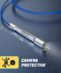 Close-up of 23mm probe with blue cable, part of the heavy duty 30 meter pipeline inspection camera.