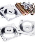 Heavy Duty Furniture Leg Mounting Plates 5 16 Inch T Bracket Kit With Hanger Bolts, silver metal brackets and bolts.
